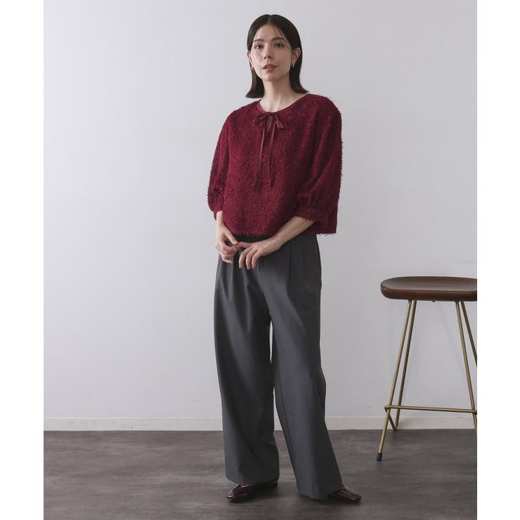 前後2WAY シアーフリンジジャカードブラウス【洗濯機OK】 | OPAQUE.CLIP | 詳細画像16 