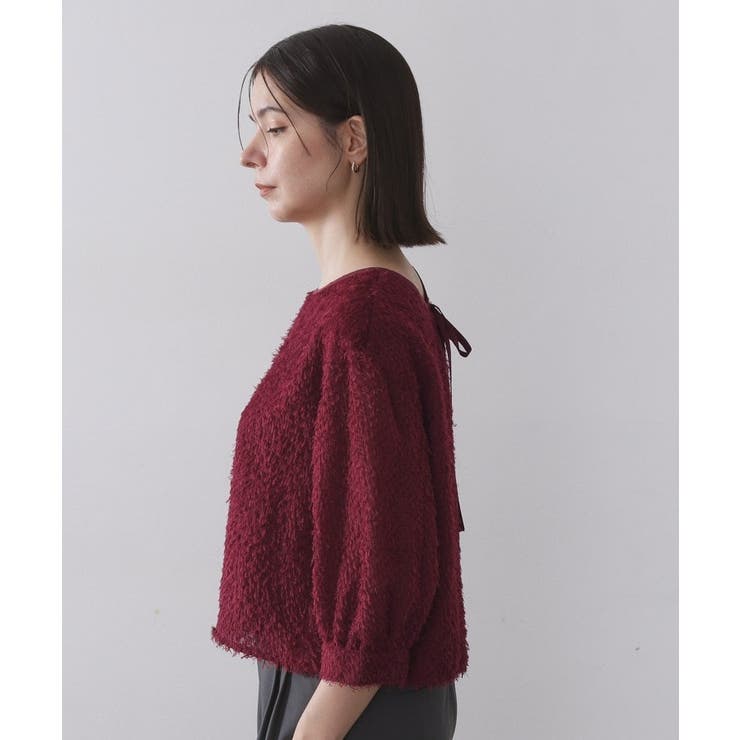 前後2WAY シアーフリンジジャカードブラウス【洗濯機OK】 | OPAQUE.CLIP | 詳細画像23 