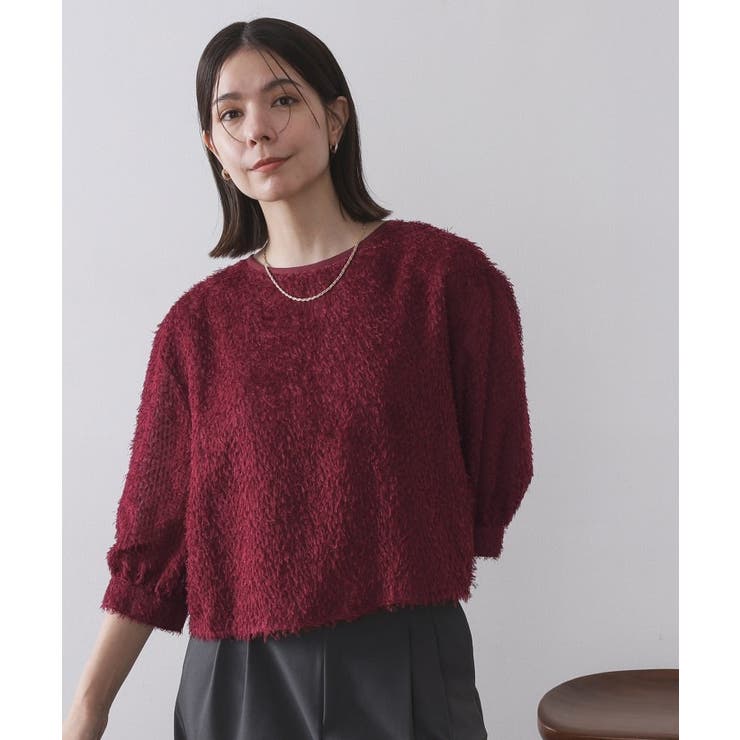 ボルドー(064) | 前後2WAY シアーフリンジジャカードブラウス【洗濯機OK】 | OPAQUE.CLIP