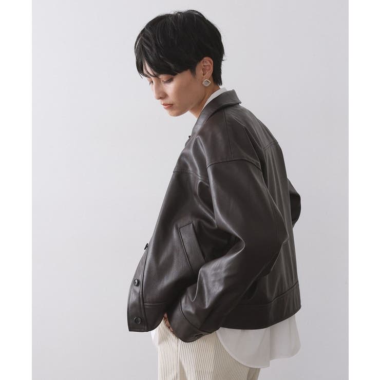 シンセティックレザー調ブルゾン【洗える】 | OPAQUE.CLIP | 詳細画像1 