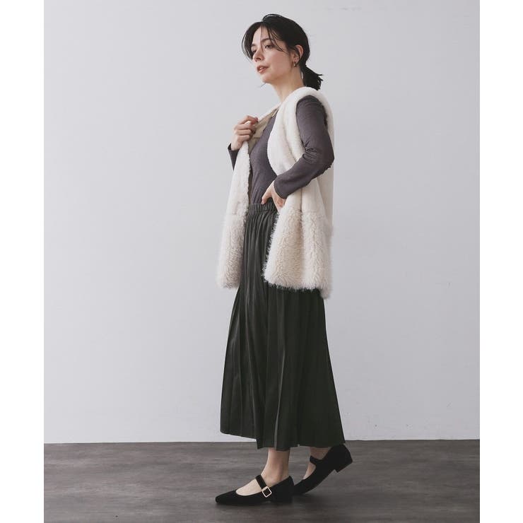 フェイクスウェードプリーツスカート【静電気防止加工/洗濯機OK】 | OPAQUE.CLIP | 詳細画像46 