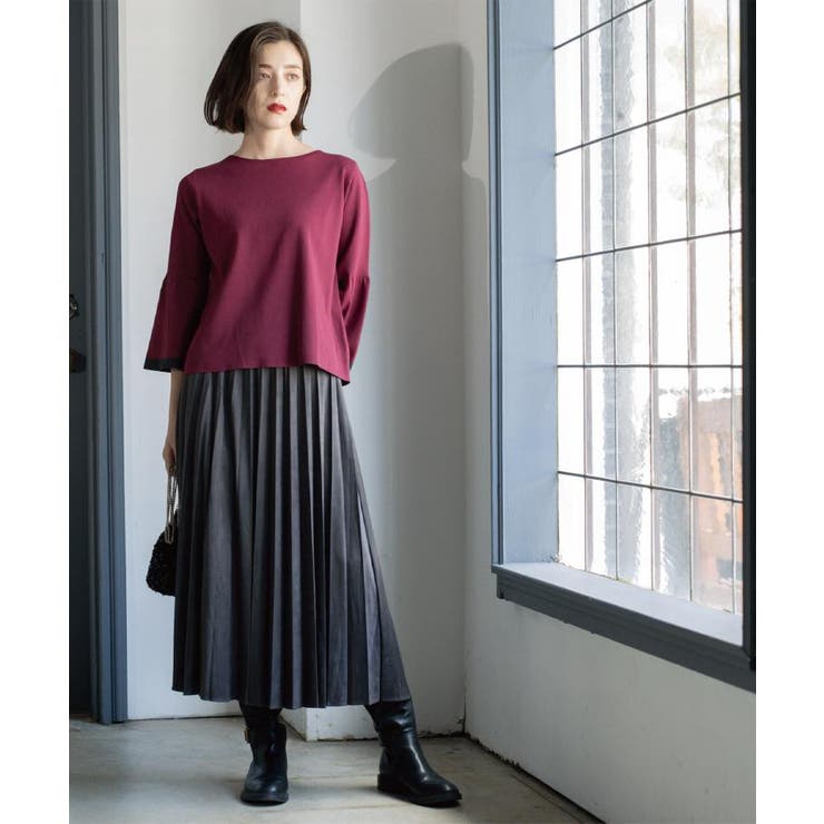 フェイクスウェードプリーツスカート【静電気防止加工/洗濯機OK】 | OPAQUE.CLIP | 詳細画像7 