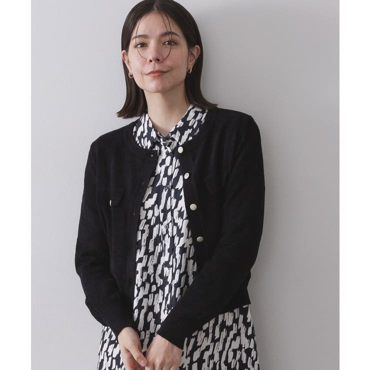 ブラック(019) | モールニットクルーカーディガン【洗濯機OK】 | OPAQUE.CLIP