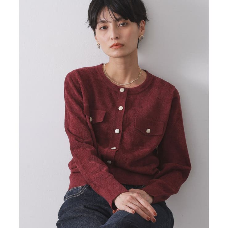 ボルドー(064) | モールニットクルーカーディガン【洗濯機OK】 | OPAQUE.CLIP