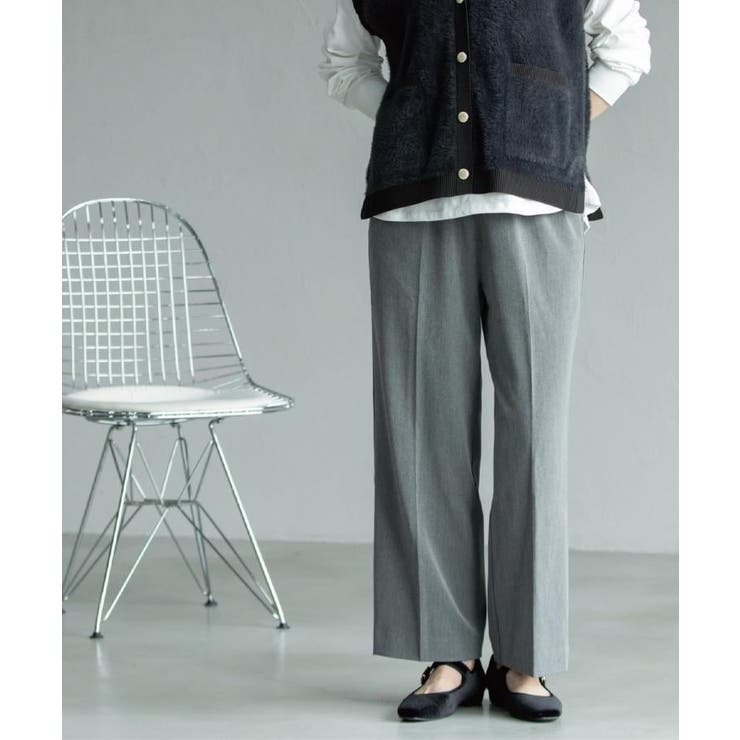 チャコールグレー(014) | ウォームタッチ イージーワイドパンツ【洗濯機洗OK/ストレッチ】≪SS～LL≫ | OPAQUE.CLIP