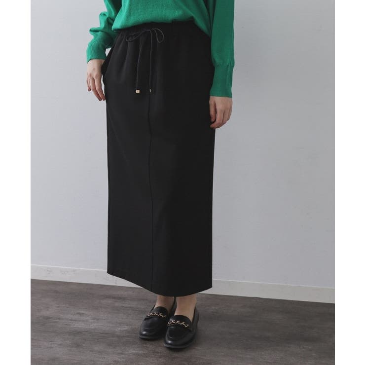 ブラック(019) | 裏起毛イージーナロースカート／ネオサーモ【蓄熱素材／洗濯機洗い可 | OPAQUE.CLIP