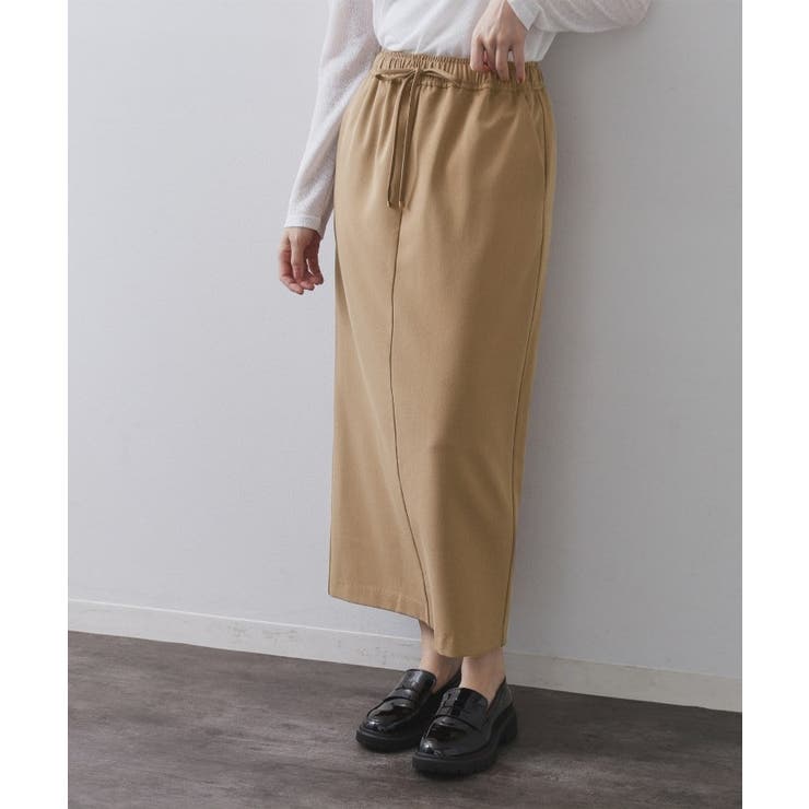 キャメルブラウン(041) | 裏起毛イージーナロースカート／ネオサーモ【蓄熱素材／洗濯機洗い可 | OPAQUE.CLIP