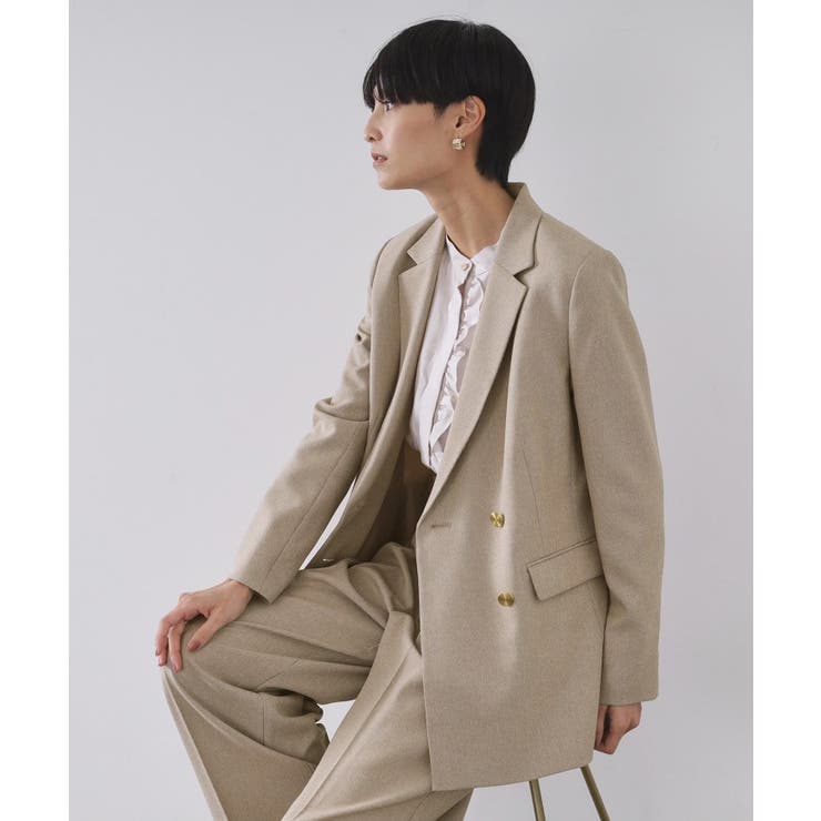 ライトベージュ(451) | ストレッチダブルブレストテーラードジャケット/セットアップ対応可【洗濯機OK】 | OPAQUE.CLIP