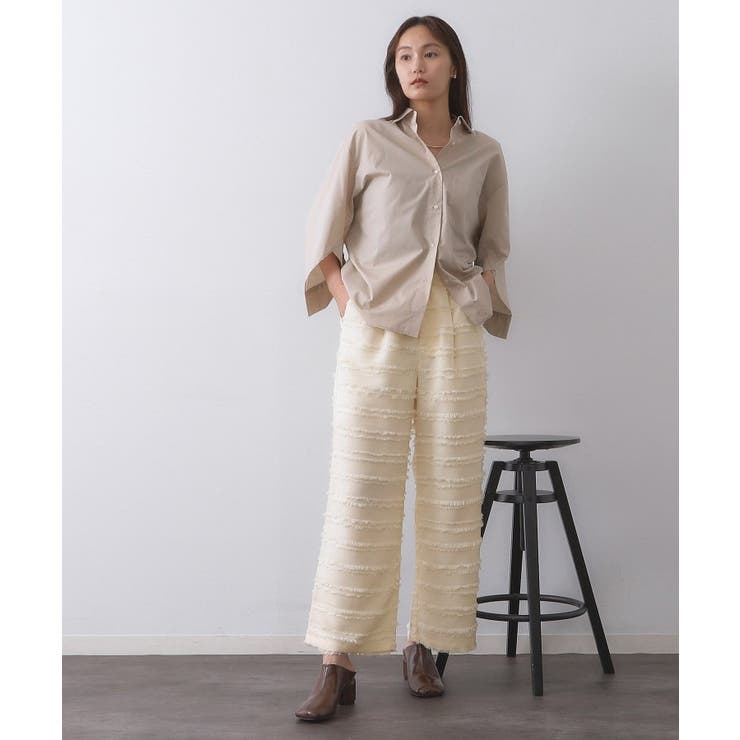 フリンジボーダージャカードワイドパンツ【洗濯機洗い可】 | OPAQUE.CLIP | 詳細画像6 