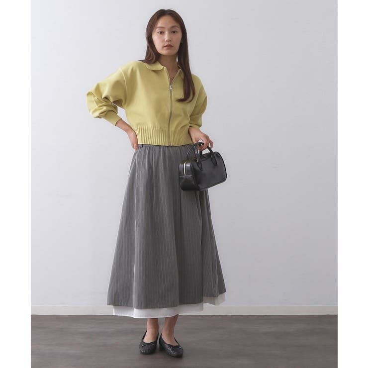 ピンストライプレイヤード風フレアスカート【洗濯機洗い可】 | OPAQUE.CLIP | 詳細画像6 