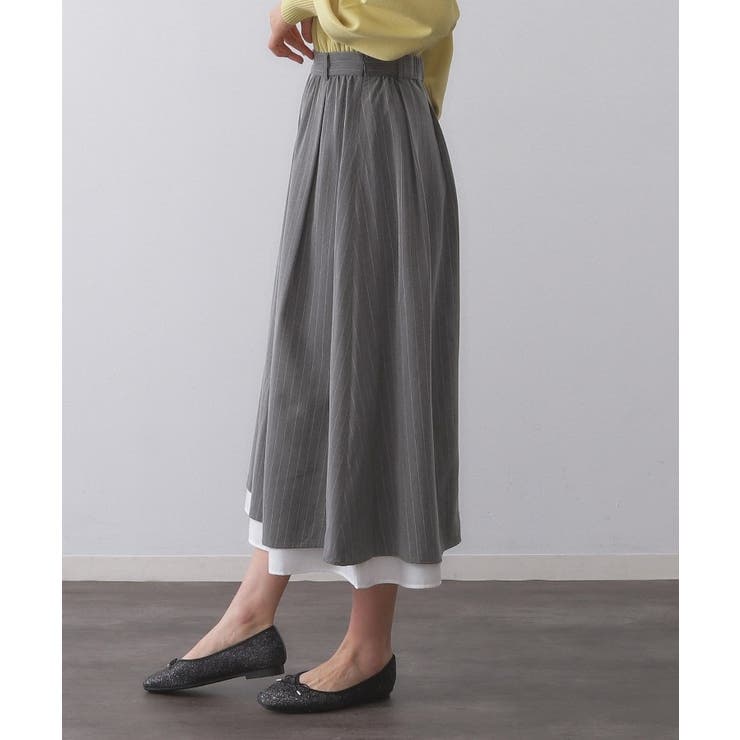 ピンストライプレイヤード風フレアスカート【洗濯機洗い可】 | OPAQUE.CLIP | 詳細画像10 