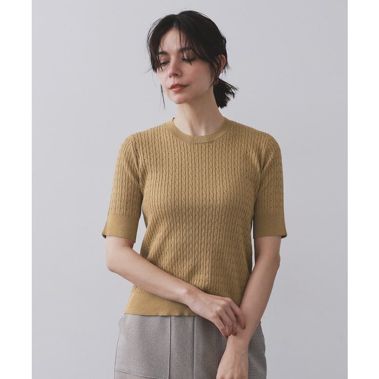 ケーブルハーフスリーブニット【UVケア/洗濯機OK】《6col/S～LL》 | OPAQUE.CLIP | 詳細画像76 