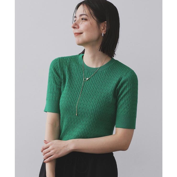 ケーブルハーフスリーブニット【UVケア/洗濯機OK】《6col/S～LL》 | OPAQUE.CLIP | 詳細画像54 