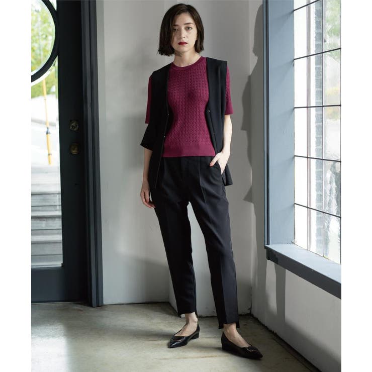 ケーブルハーフスリーブニット【UVケア/洗濯機OK】《6col/S～LL》 | OPAQUE.CLIP | 詳細画像33 