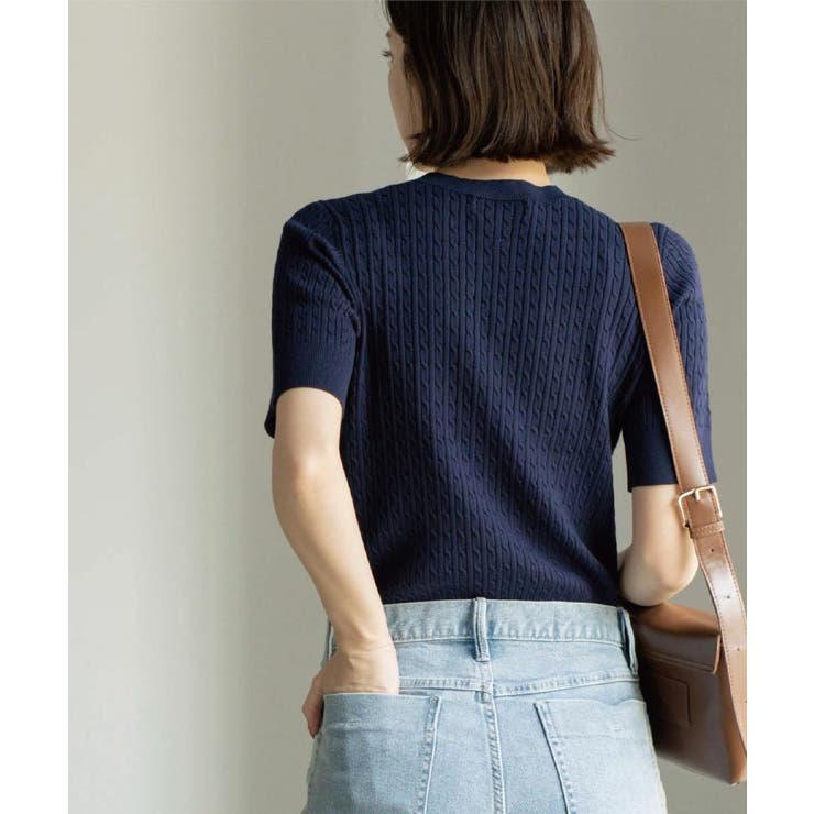 ケーブルハーフスリーブニット【UVケア/洗濯機OK】《6col/S～LL》 | OPAQUE.CLIP | 詳細画像38 