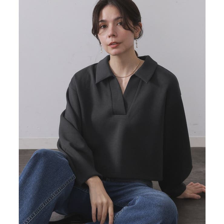 チャコールグレー(014) | スキッパートップス【UVケア/洗濯機OK】 | OPAQUE.CLIP