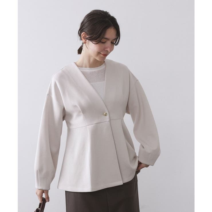 オフホワイト(003) | ペプラムカーディガン【UVケア/洗濯機OK】 | OPAQUE.CLIP