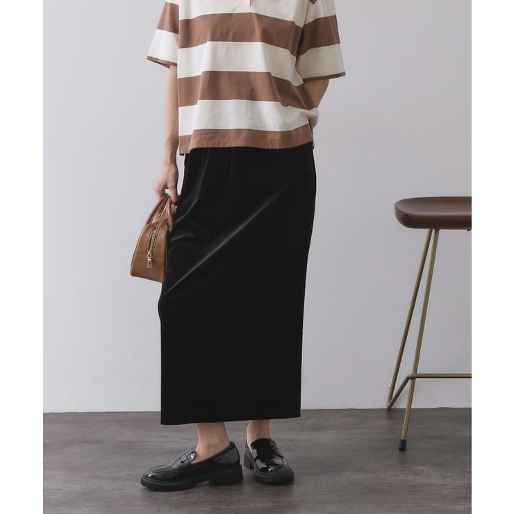 ブラック(019) | ベロアナロースカート/セットアップ対応可【洗濯機OK】 | OPAQUE.CLIP