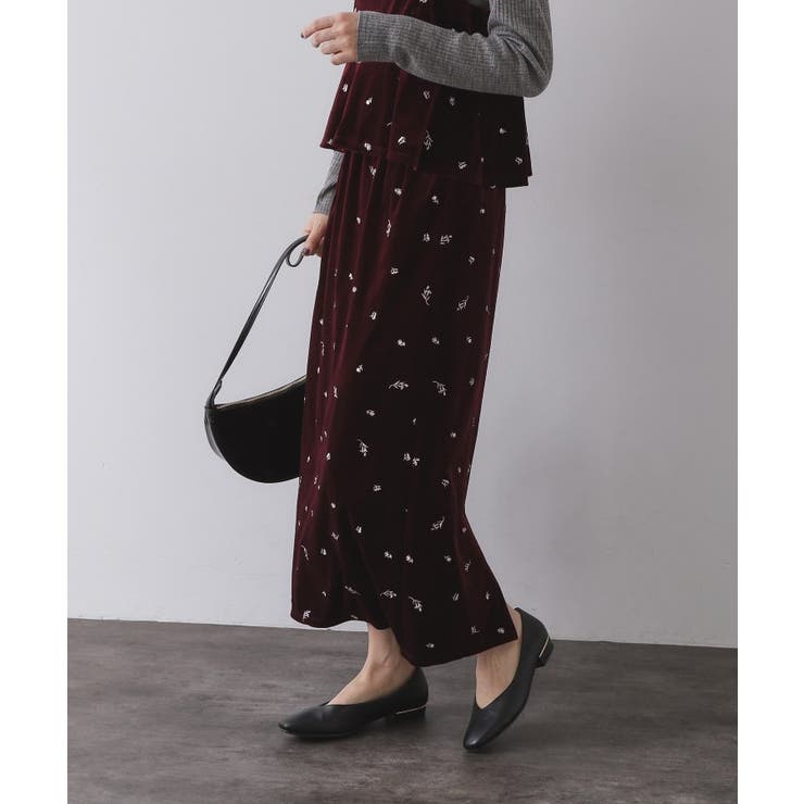 ボルドー(164) | ベロアナロースカート/セットアップ対応可【洗濯機OK】 | OPAQUE.CLIP