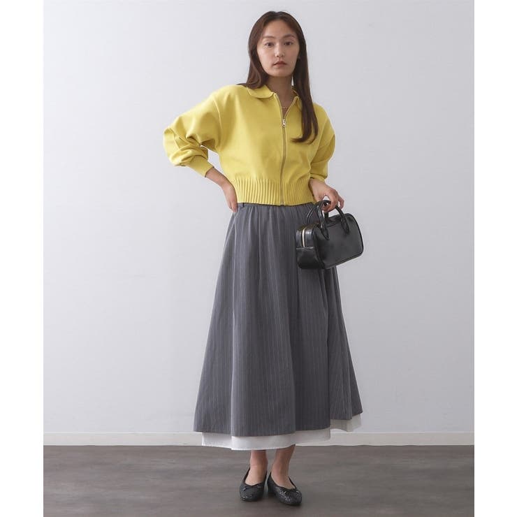 襟付きZIPアップニットカーディガン【洗濯機洗い可/抗ピル】 | OPAQUE.CLIP | 詳細画像2 