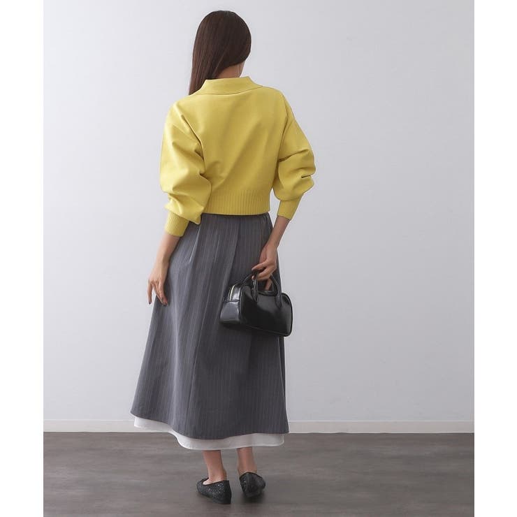 襟付きZIPアップニットカーディガン【洗濯機洗い可/抗ピル】 | OPAQUE.CLIP | 詳細画像3 