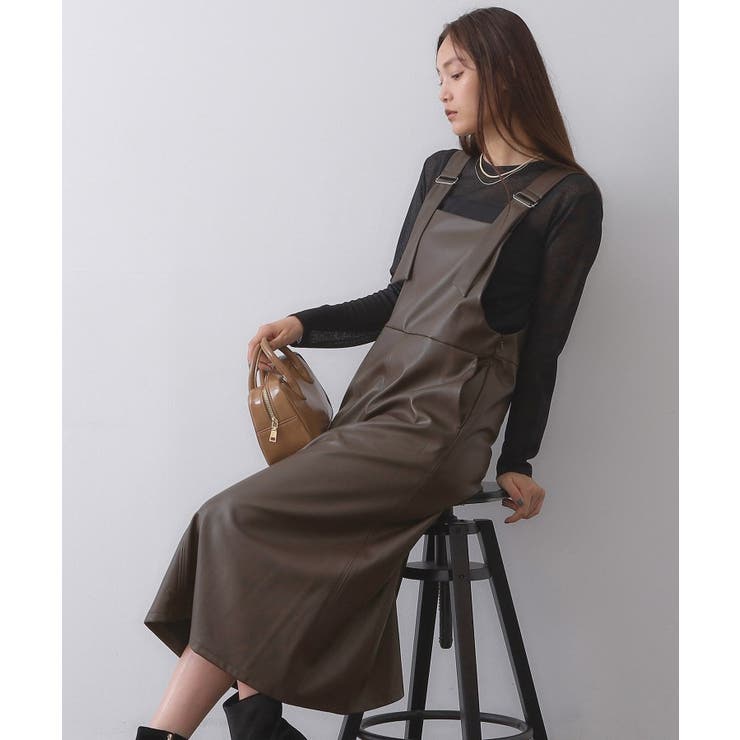 ブラウン(044) | レザー調フレアジャンスカ【洗える】 | OPAQUE.CLIP