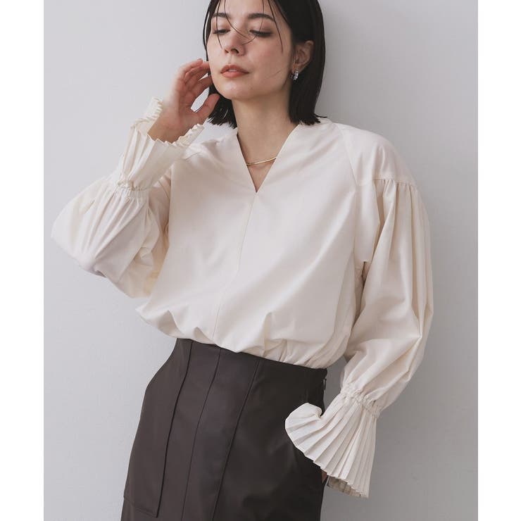 オフホワイト(003) | プリーツキャンディスリーブブラウス【洗濯機洗い可】 | OPAQUE.CLIP