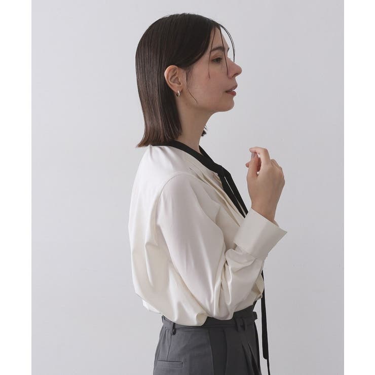 バイカラーボウタイブラウス【洗濯機OK】 | OPAQUE.CLIP | 詳細画像1 