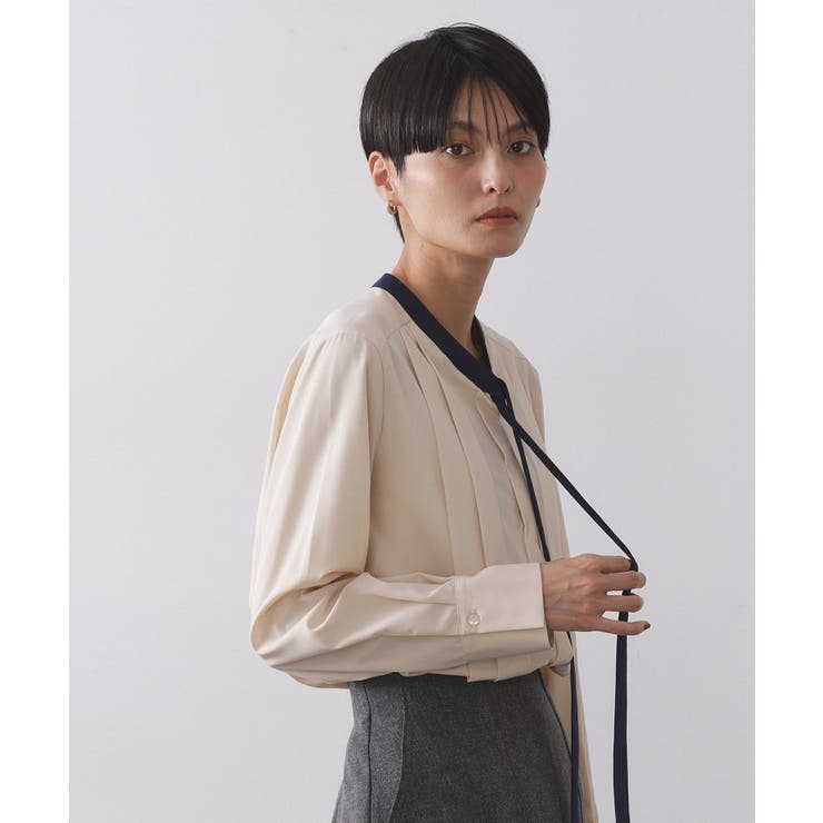 バイカラーボウタイブラウス【洗濯機OK】 | OPAQUE.CLIP | 詳細画像9 