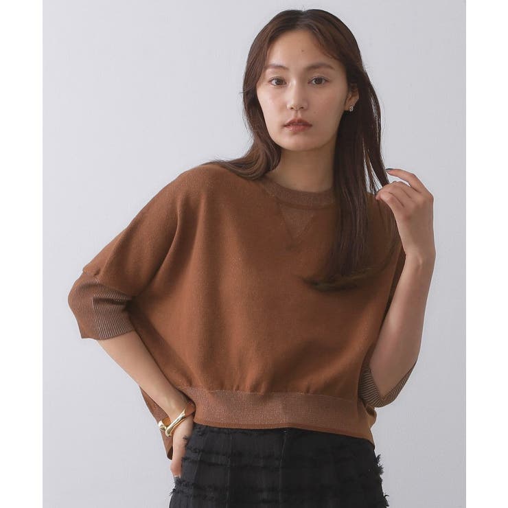 ブラウン(044) | スウェットライクドルマンスリーブニット【洗濯機洗い可】 | OPAQUE.CLIP