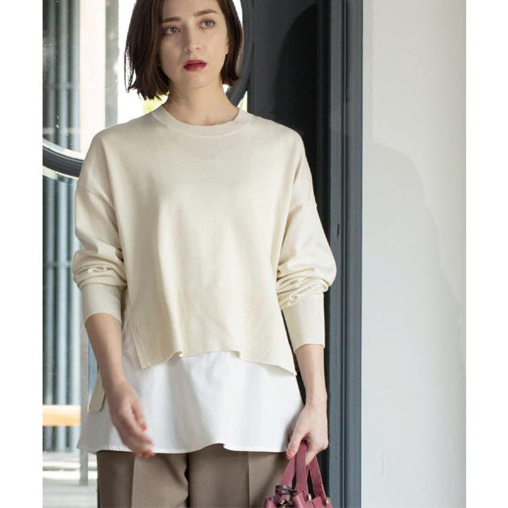 《ツインセット》リラクシーサイドスリットニット×ドッキングタンク【洗濯機洗い可】 | OPAQUE.CLIP | 詳細画像1 