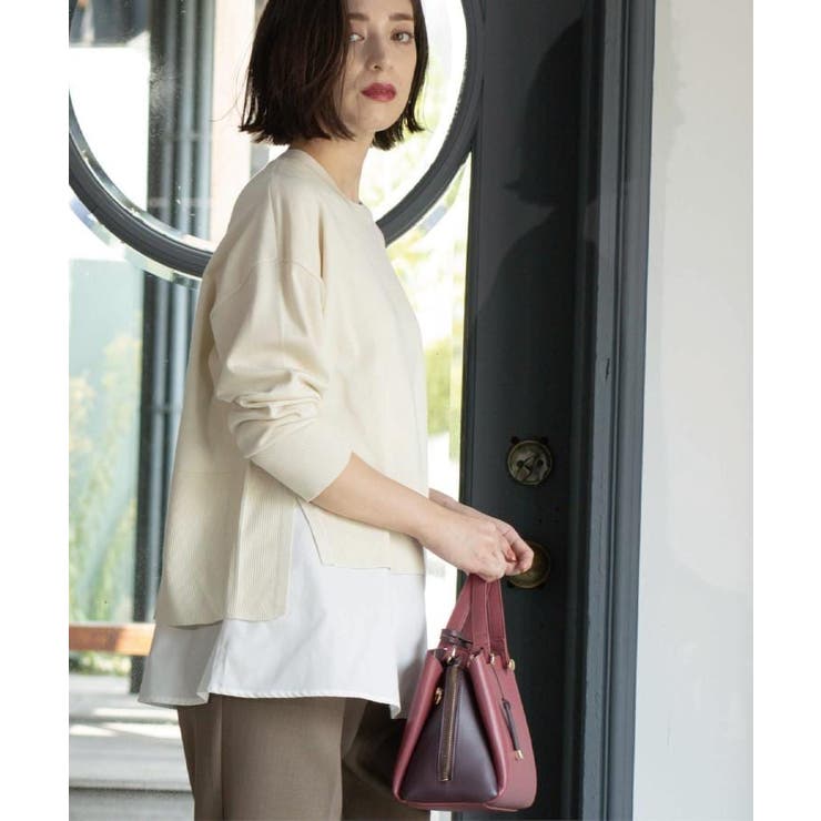 《ツインセット》リラクシーサイドスリットニット×ドッキングタンク【洗濯機洗い可】 | OPAQUE.CLIP | 詳細画像3 