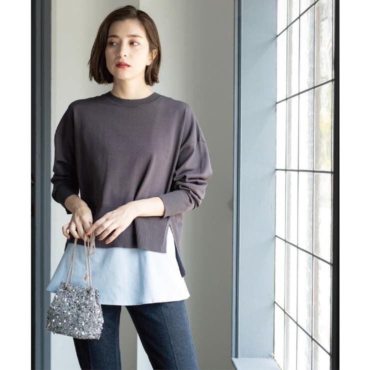 《ツインセット》リラクシーサイドスリットニット×ドッキングタンク【洗濯機洗い可】 | OPAQUE.CLIP | 詳細画像11 