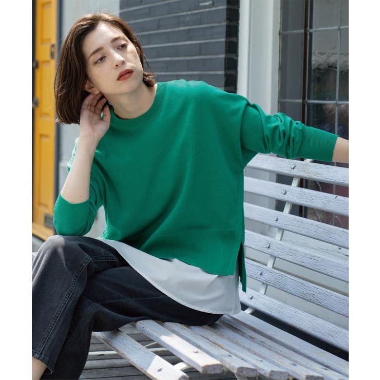 《ツインセット》リラクシーサイドスリットニット×ドッキングタンク【洗濯機洗い可】 | OPAQUE.CLIP | 詳細画像20 