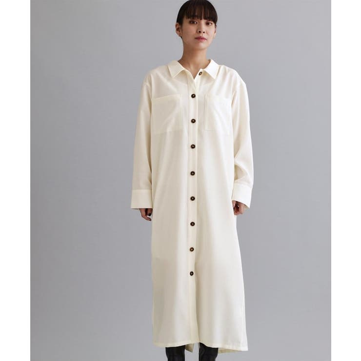 【es】ダブルポケットロングシャツワンピース【洗濯機OK】 | OPAQUE.CLIP | 詳細画像1