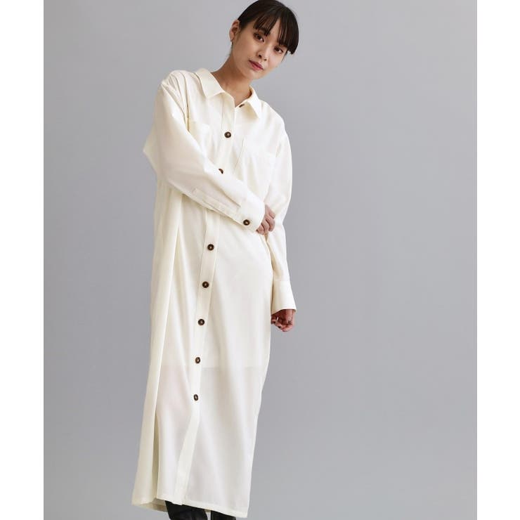 【es】ダブルポケットロングシャツワンピース【洗濯機OK】 | OPAQUE.CLIP | 詳細画像2