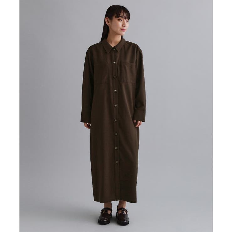 【es】ダブルポケットロングシャツワンピース【洗濯機OK】 | OPAQUE.CLIP | 詳細画像12
