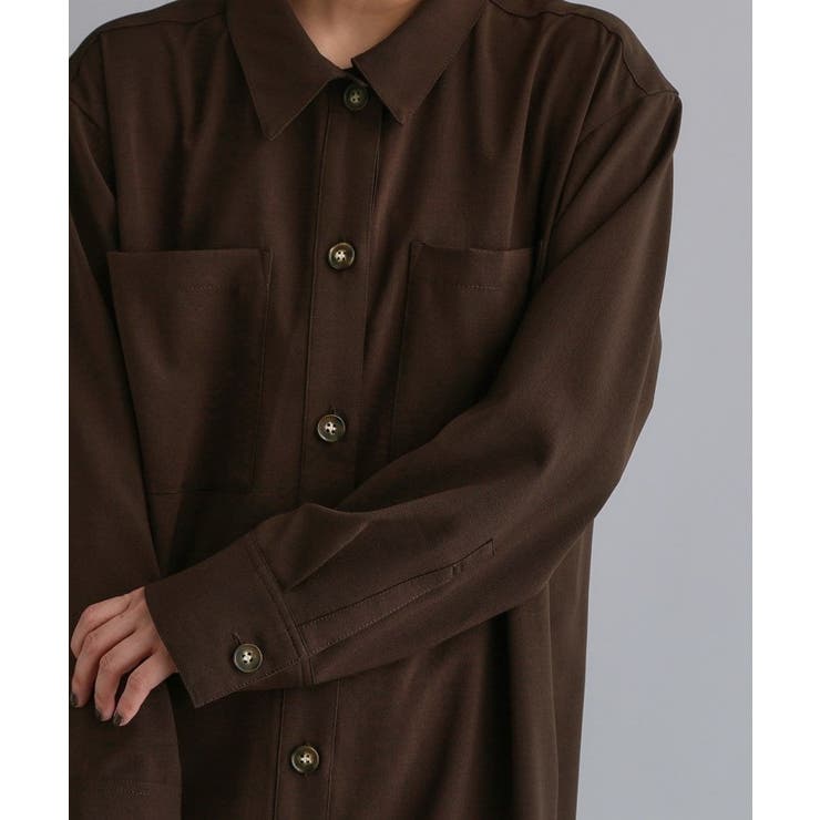 【es】ダブルポケットロングシャツワンピース【洗濯機OK】 | OPAQUE.CLIP | 詳細画像16