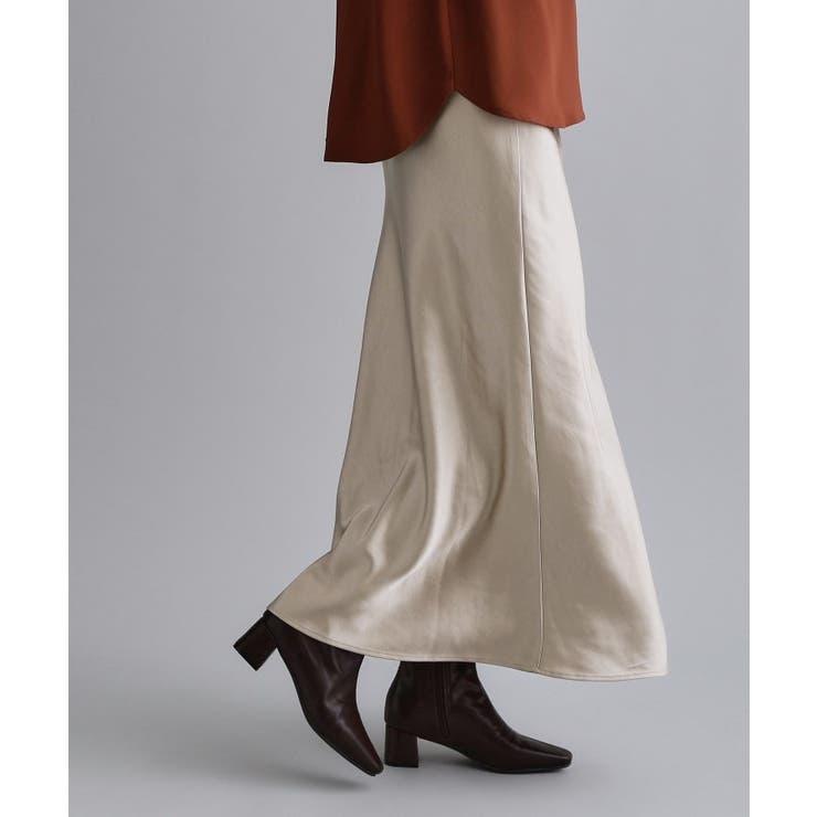 【es】サテンナローイージーロングスカート【洗濯機OK】 | OPAQUE.CLIP | 詳細画像1 