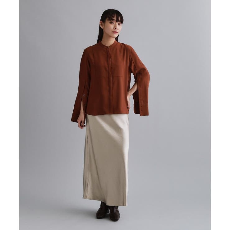 【es】サテンナローイージーロングスカート【洗濯機OK】 | OPAQUE.CLIP | 詳細画像3 