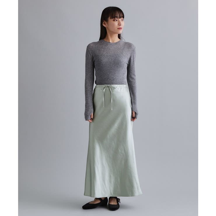 【es】サテンナローイージーロングスカート【洗濯機OK】 | OPAQUE.CLIP | 詳細画像6 