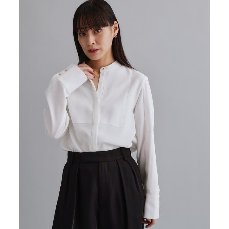 【es】ブザム切替バンドカラーシャツブラウス【洗濯機OK 防シワ UVケア | OPAQUE.CLIP | 詳細画像3 