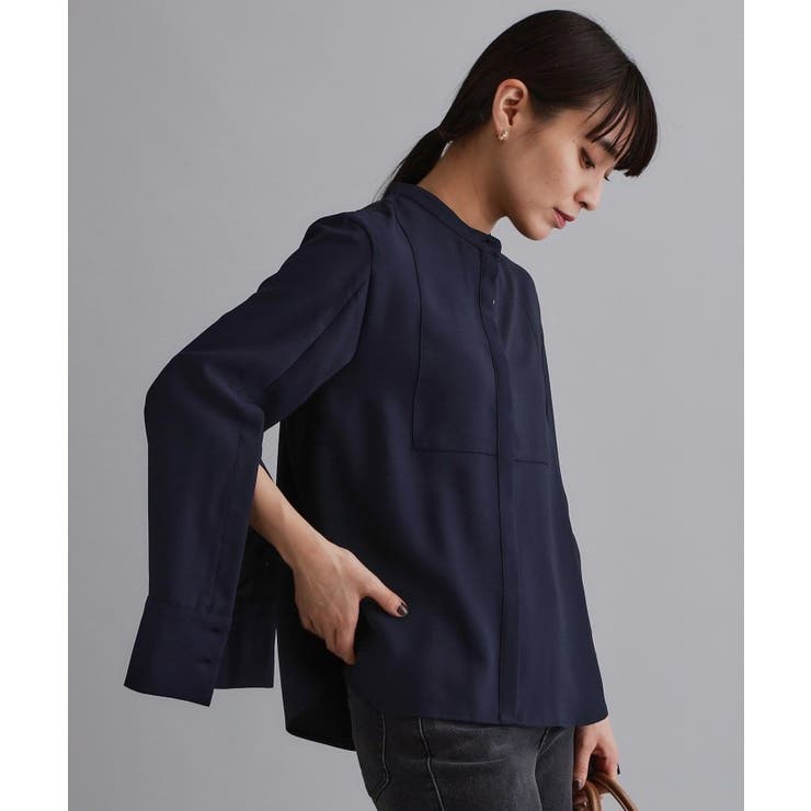 【es】ブザム切替バンドカラーシャツブラウス【洗濯機OK 防シワ UVケア | OPAQUE.CLIP | 詳細画像16 