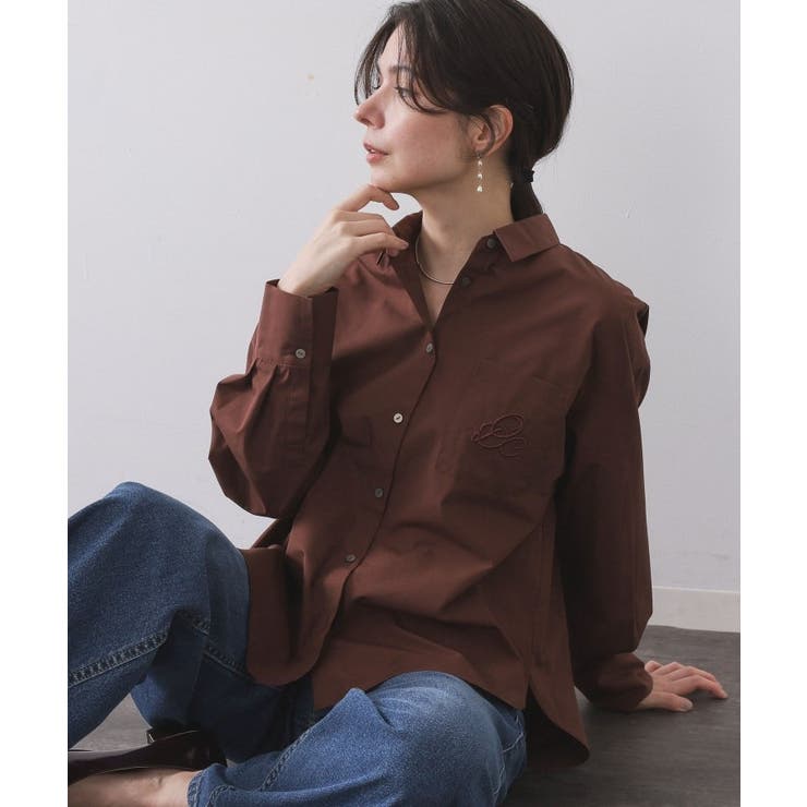 ブラウン(043) | ポケット刺繍レギュラーカラーシャツ【洗濯機OK】 | OPAQUE.CLIP