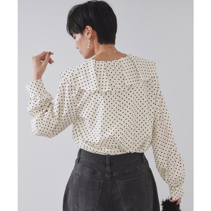 ドットプリントラッフルブラウス【洗濯機OK】 | OPAQUE.CLIP | 詳細画像1 