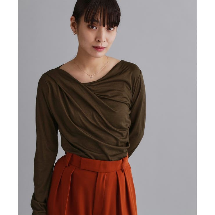 ブラウン(044) | 【es】アシメドレープカットソー【洗濯機OK】 | OPAQUE.CLIP