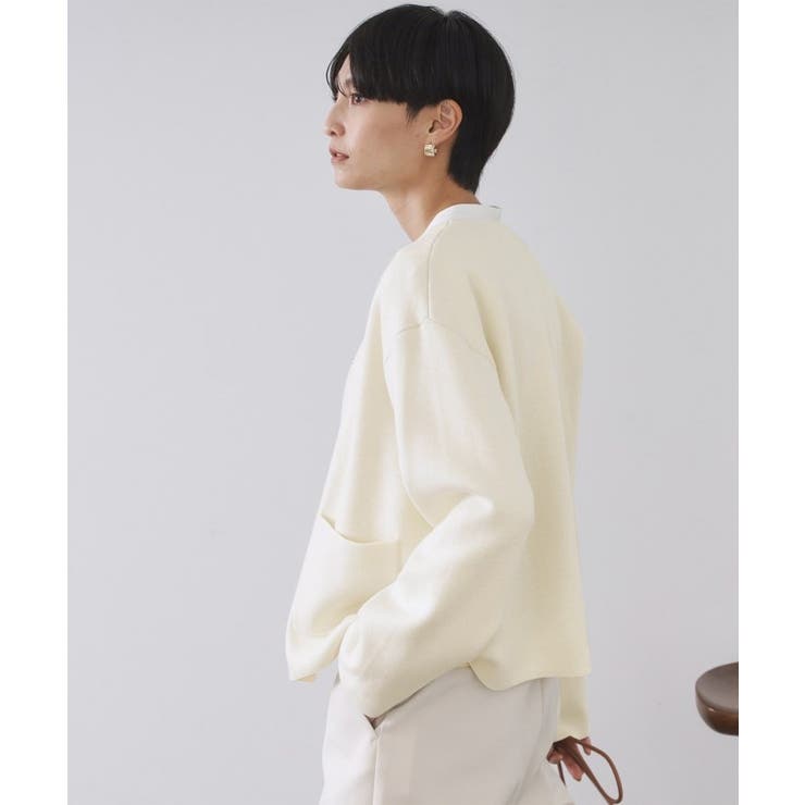 スナップボタン ダブルフェイス配色ニットカーディガン【洗濯機OK】 | OPAQUE.CLIP | 詳細画像4 