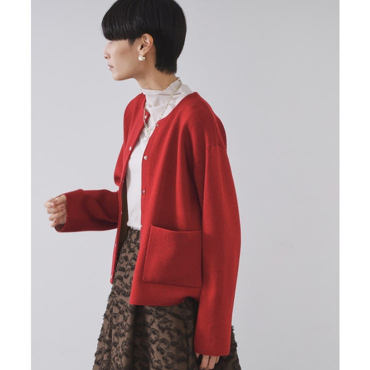 スナップボタン ダブルフェイス配色ニットカーディガン【洗濯機OK】 | OPAQUE.CLIP | 詳細画像19 