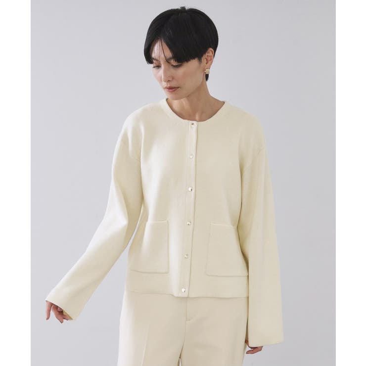 スナップボタン ダブルフェイス配色ニットカーディガン【洗濯機OK】 | OPAQUE.CLIP | 詳細画像24 