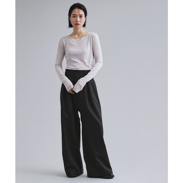 【es】ハイウエストタックワイドパンツ【洗濯機洗い可】 | OPAQUE.CLIP | 詳細画像2 